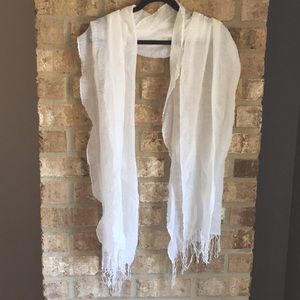 White “scrunchie” scarf. Perfect with a sweater!